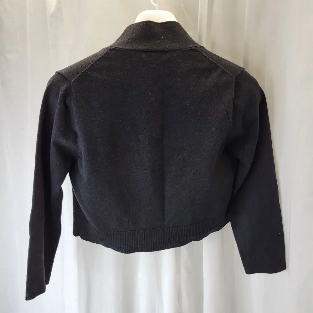 Calvin Klein Black 3/4 Sleeve Open Cap Shrug Cropped Sweater, L